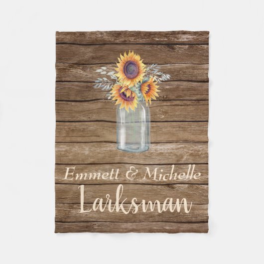 Rustieke Zonnebloem Land Mason Jar Bloemen Barnyar Fleece Deken (Voorkant)