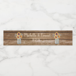 Rustieke Zonnebloem Land Water Fles Label Waterfles Etiket