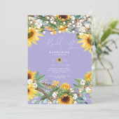 Rustieke Zonnebloem Lavendel Bruidsdiner Kaart (Staand voorkant)