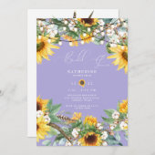 Rustieke Zonnebloem Lavendel Bruidsdiner Kaart (Voorkant / Achterkant)
