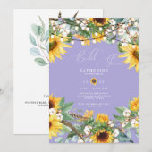 Rustieke Zonnebloem Lavendel Bruidsdouche Kaart (Voorkant / Achterkant)