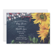 Rustieke zonnebloem, leisteen en lichten Baby show