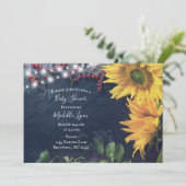 Rustieke zonnebloem, leisteen en lichten Baby show Kaart (Staand voorkant)