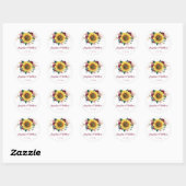 Rustieke Zonnebloem Lichten Bloemen Bruiloft Ronde Sticker (Vel)