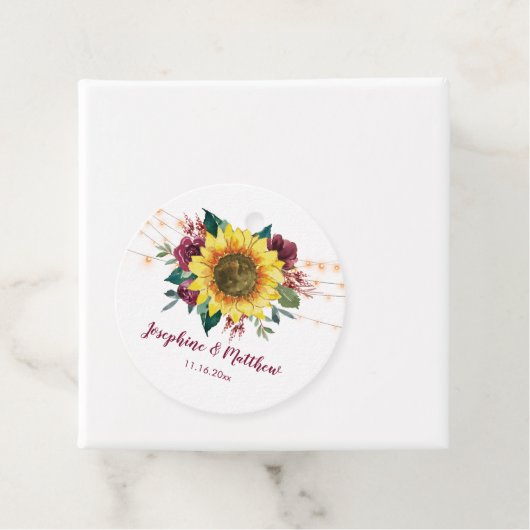 Rustieke Zonnebloem Lichten Bruiloft Bedankjes Labels (In situ)