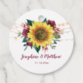 Rustieke Zonnebloem Lichten Bruiloft Bedankjes Labels (Voorkant)