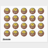 Rustieke Zonnebloem Lichten Hout Vrijgezellenfeest Ronde Sticker (Vel)