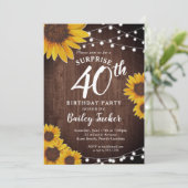 Rustieke Zonnebloem & Lichten Verrassing 40e Verja Kaart (Staand voorkant)