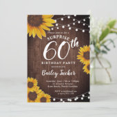 Rustieke Zonnebloem & Lichten Verrassing 60e Verja Kaart (Staand voorkant)