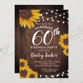 Rustieke Zonnebloem & Lichten Verrassing 60e Verja Kaart (Voorkant / Achterkant)