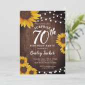 Rustieke Zonnebloem & Lichten Verrassing 70e Verja Kaart (Staand voorkant)