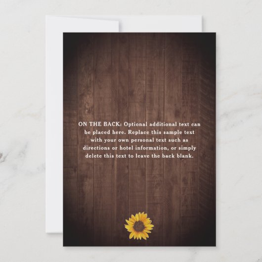 Rustieke Zonnebloem & Lichten Verrassing 70e Verja Kaart (Achterkant)