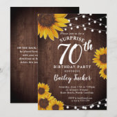 Rustieke Zonnebloem & Lichten Verrassing 70e Verja Kaart (Voorkant / Achterkant)