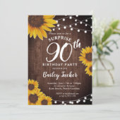 Rustieke Zonnebloem & Lichten Verrassing 90ste Ver Kaart (Staand voorkant)