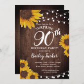 Rustieke Zonnebloem & Lichten Verrassing 90ste Ver Kaart (Voorkant / Achterkant)