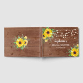Rustieke Zonnebloem Lichtsnoeren Houten Bruidsfees Gastenboek (Volledig)