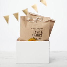 Rustieke Zonnebloem Liefde en Dank Baby Shower Bedankzakje