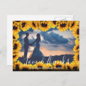 Rustieke Zonnebloem Lijst Trouwfoto Dank u Briefkaart (Voorkant / Achterkant)