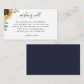 Rustieke Zonnebloem Marine bruiloft Wishing Well Informatiekaartje (Voorkant / Achterkant)