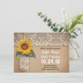 Rustieke zonnebloem mason jar bewaar de datum kaar save the date (Staand voorkant)