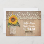 Rustieke zonnebloem mason jar bewaar de datum kaar save the date (Voorkant)