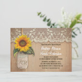 rustieke zonnebloem mason jar bruiloft kaart (Staand voorkant)