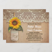 rustieke zonnebloem mason jar bruiloft kaart (Voorkant / Achterkant)