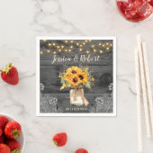 Rustieke Zonnebloem Mason Jar bruiloft servetten (Insitu)