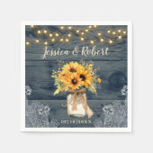 Rustieke Zonnebloem Mason Jar bruiloft servetten (Voorkant)