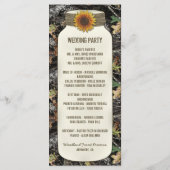 Rustieke Zonnebloem Mason Jar Camo Trouwprogramma' Programmakaart (Achterkant)