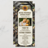 Rustieke Zonnebloem Mason Jar Camo Trouwprogramma' Programmakaart (Voorkant / Achterkant)