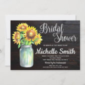 Rustieke Zonnebloem Mason Jar Country Vrijgezellen Kaart (Voorkant)