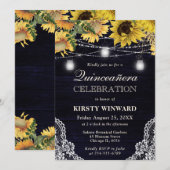 Rustieke Zonnebloem & Mason Jar Lights Quinceanera Kaart (Voorkant / Achterkant)