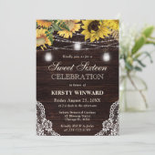 Rustieke Zonnebloem & Mason Jar Lights Sweet Sixte Kaart (Staand voorkant)