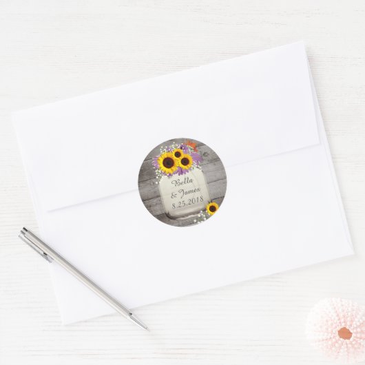 Rustieke Zonnebloem Mason Jar Stickers (Envelop)