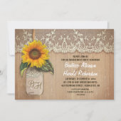 rustieke zonnebloem mason jar verlovingsfeest kaart (Voorkant)