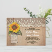 rustieke zonnebloem mason jar verlovingsfeest kaart (Staand voorkant)