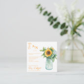 Rustieke Zonnebloem Mason Jar Wedding Details Informatiekaartje (Staand voorkant)