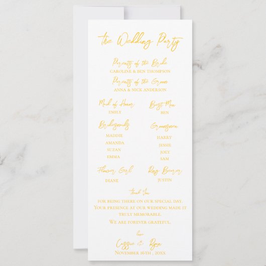 Rustieke Zonnebloem Mason Jar Wedding Party Progra Kaart (Achterkant)