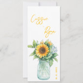 Rustieke Zonnebloem Mason Jar Wedding Party Progra Kaart (Voorkant)