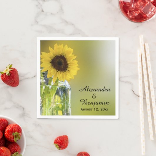 Rustieke Zonnebloem Mason Jar Wedding Vrijgezellen Servet (Insitu)
