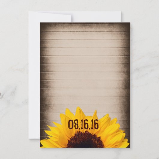 Rustieke Zonnebloem Mason Jars Bruiloft Uitnodigin Kaart (Achterkant)