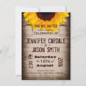 Rustieke Zonnebloem Mason Jars Bruiloft Uitnodigin Kaart (Voorkant)