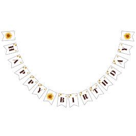 Rustieke Zonnebloem Meisjes Gelukkige Verjaardag Vlaggetjes