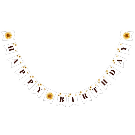 Rustieke Zonnebloem Meisjes Gelukkige Verjaardag Vlaggetjes (Alle)