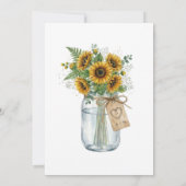 Rustieke Zonnebloem Metselaars Pot Bruidsdiner Kaart (Achterkant)