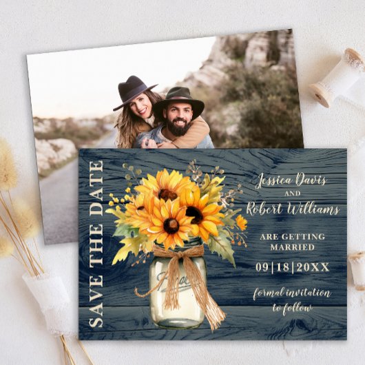 Rustieke Zonnebloem Metselaars Pot 'Save the Date' Save The Date