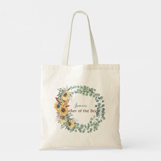 Rustieke Zonnebloem Moeder van de Bruid of Bruideg Tote Bag (Achterkant)