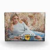 Rustieke Zonnebloem Monogram Klas van Foto Blok (Voorkant)