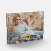 Rustieke Zonnebloem Monogram Klas van Foto Blok (Links)